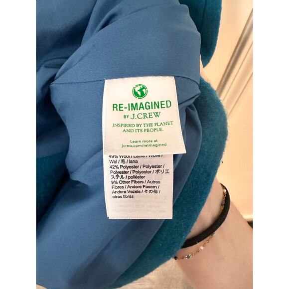 Women’s J. Crew Teal Wool Blend Coat Size 10 - Picture 5 of 8